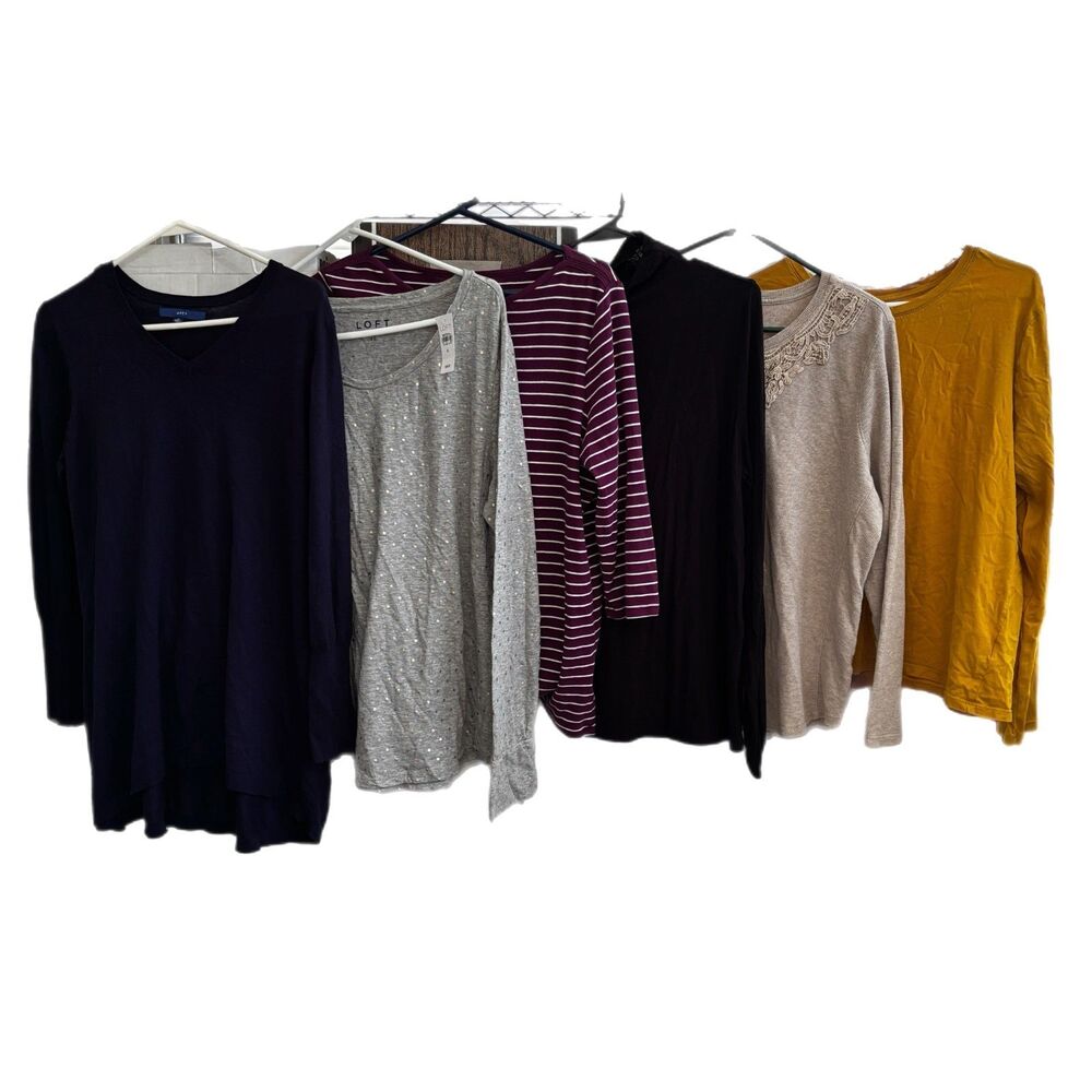 Womens Casual Fall Winter Top Lot XL 6 Piece Comfort Everyday Basic Normcore